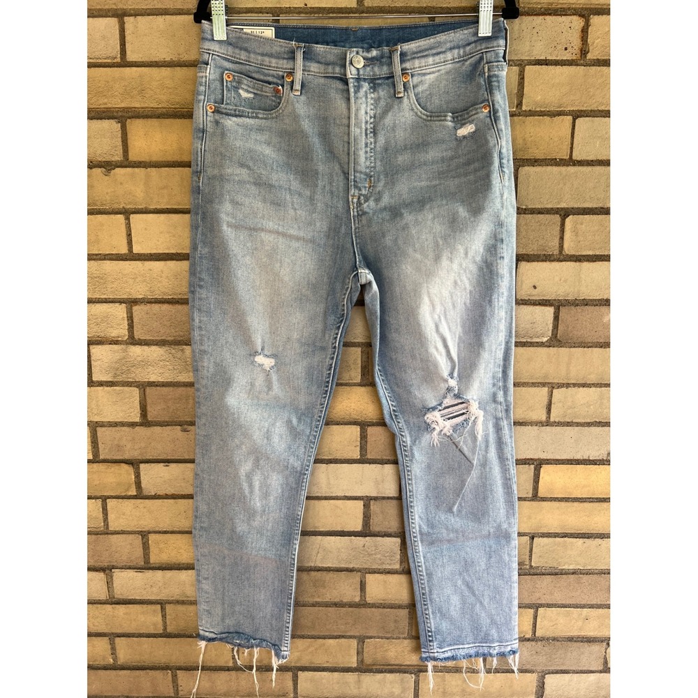Gap Cigarette High Rise Distressed Light Wash Jeans Size 31 12 Regular